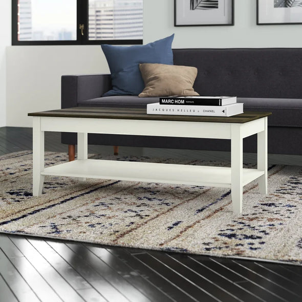 Old Wood White Lorraine Coffee Table with Storage Perfect Organize