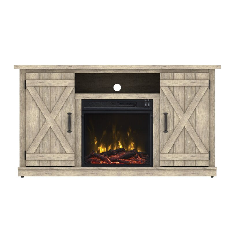Ashland Pine TV Stand for TVs up to 55" with Fireplace Included