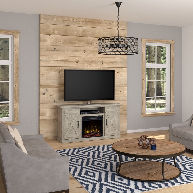 Lorraine tv deals stand with fireplace