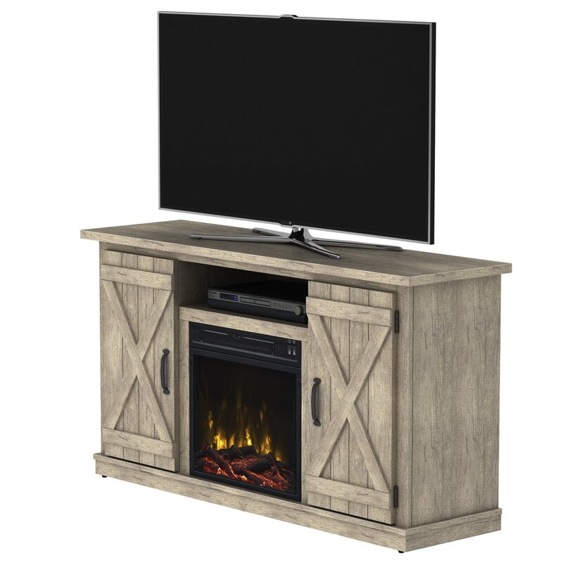 Lorraine tv sales stand with fireplace