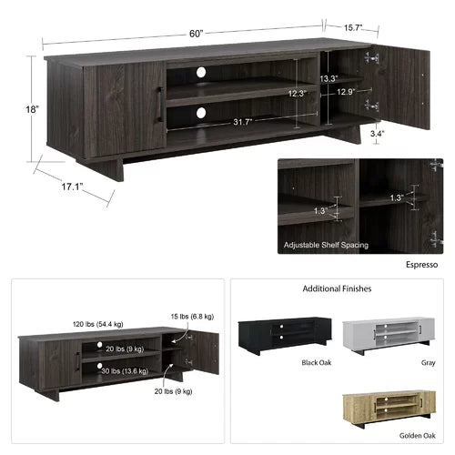Dark Walnut Eberardo TV Stand for TVs up to 58" Indoor Design