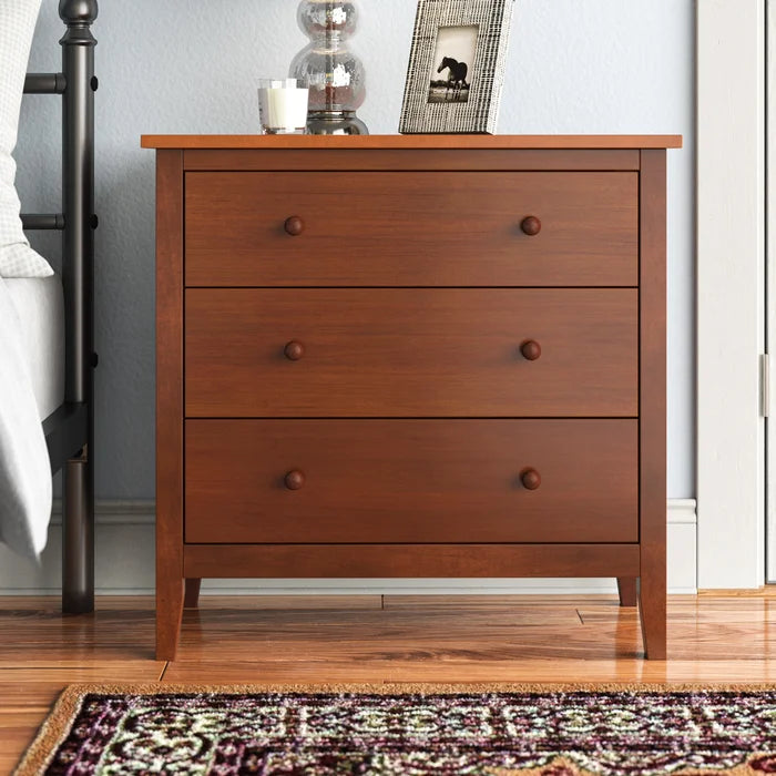Luciana 32.4'' Tall 3 Drawer Solid Wood Bachelor's Chest in Brown Design