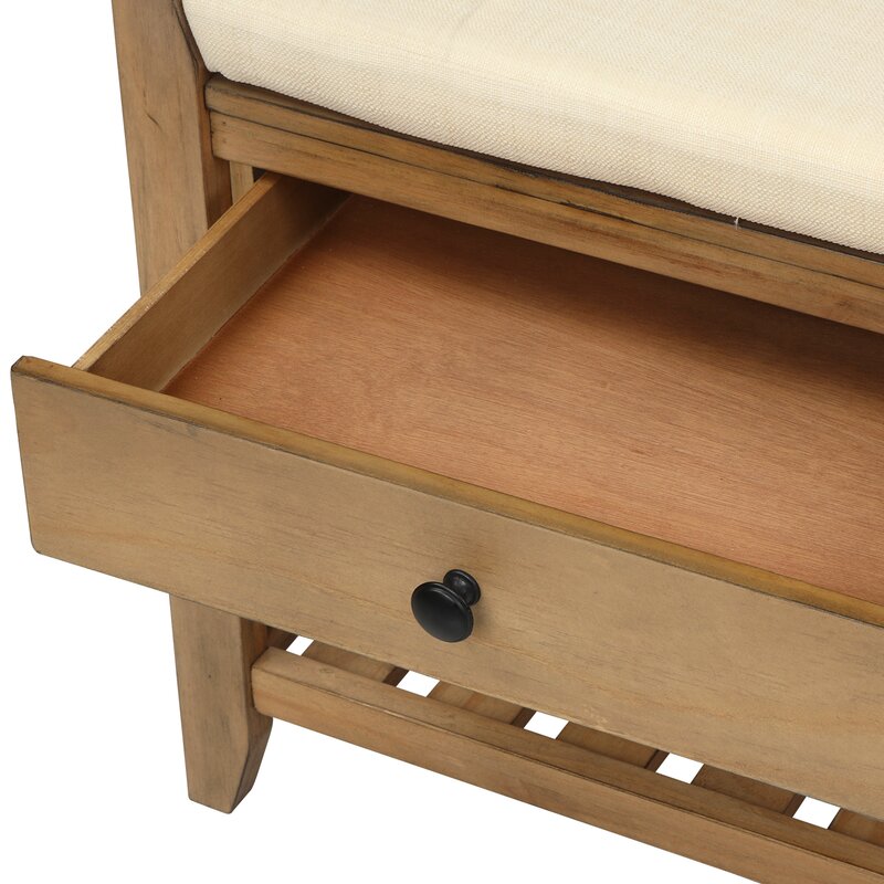 Old Pine Shelf and Drawer Storage Bench Two Spacious Sliding Drawers Sit Directly Underneath the Upper Bench Seating Area