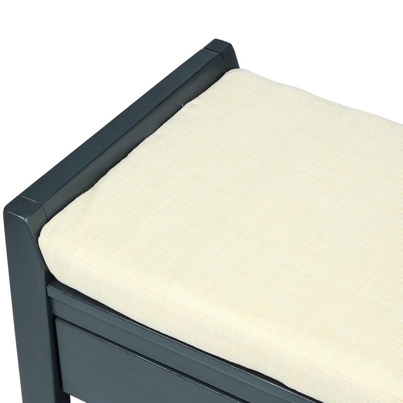 Antique Navy Shelf and Drawer Storage Bench Two Spacious Sliding Drawers Sit Directly Underneath the Upper Bench Seating Area Giving