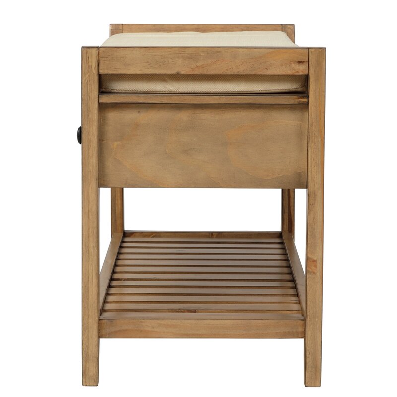 Old Pine Shelf and Drawer Storage Bench Two Spacious Sliding Drawers Sit Directly Underneath the Upper Bench Seating Area