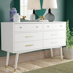 White 6 Drawer 56'' W Dresser Great for your Bedroom, Living Room, Etryway Perfect for Organize this Dresser Drawer