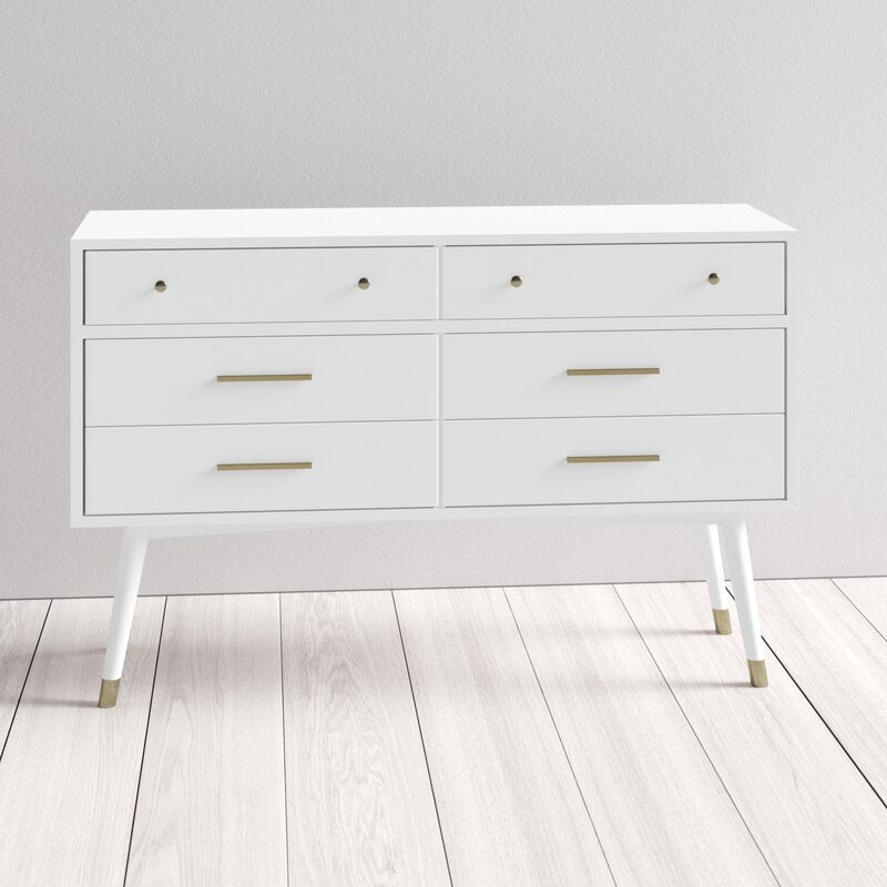 White 6 Drawer 56'' W Dresser Great for your Bedroom, Living Room, Etryway Perfect for Organize this Dresser Drawer