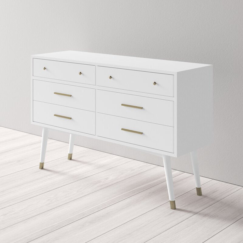 White 6 Drawer 56'' W Dresser Great for your Bedroom, Living Room, Etryway Perfect for Organize this Dresser Drawer