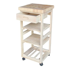 Lynn 15'' Wide Rolling Kitchen Cart with Solid Wood Top Adds Storage and Style