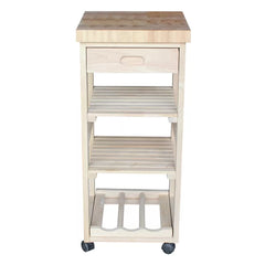 Lynn 15'' Wide Rolling Kitchen Cart with Solid Wood Top Adds Storage and Style