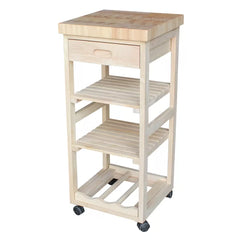 Lynn 15'' Wide Rolling Kitchen Cart with Solid Wood Top Adds Storage and Style