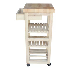 Lynn 15'' Wide Rolling Kitchen Cart with Solid Wood Top Adds Storage and Style