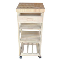 Lynn 15'' Wide Rolling Kitchen Cart with Solid Wood Top Adds Storage and Style