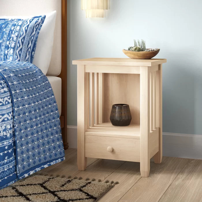 Lynn 28.5'' Tall Solid Wood End Table with Storage