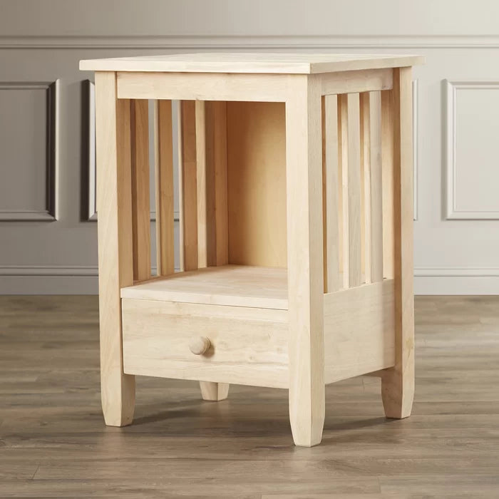 Lynn 28.5'' Tall Solid Wood End Table with Storage