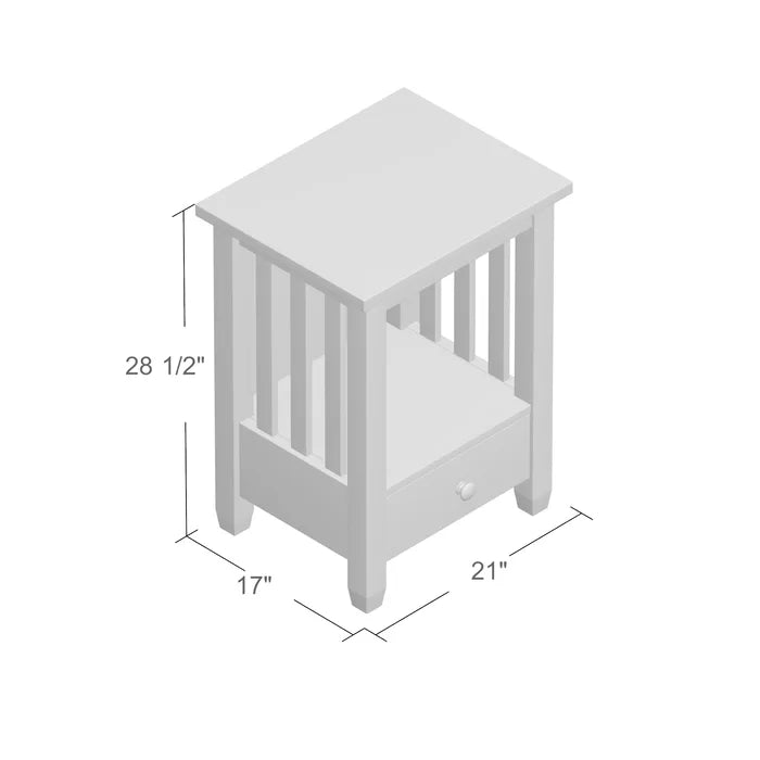 Lynn 28.5'' Tall Solid Wood End Table with Storage