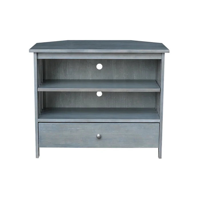 Heather Gray Lynn Solid Wood TV Stand for TVs up to 43" Feature a Slatted Design