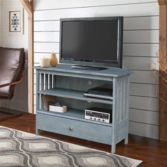 Heather Gray Lynn Solid Wood TV Stand for TVs up to 43" Feature a Slatted Design