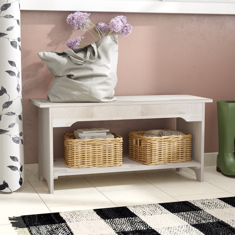 17" H x 36" W x 13" D Wood Storage Bench Ideal for Perching Pillows