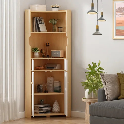 Wood 59.1'' Tall 4 - Door Corner Accent Cabinet Utilizing Corner Space
