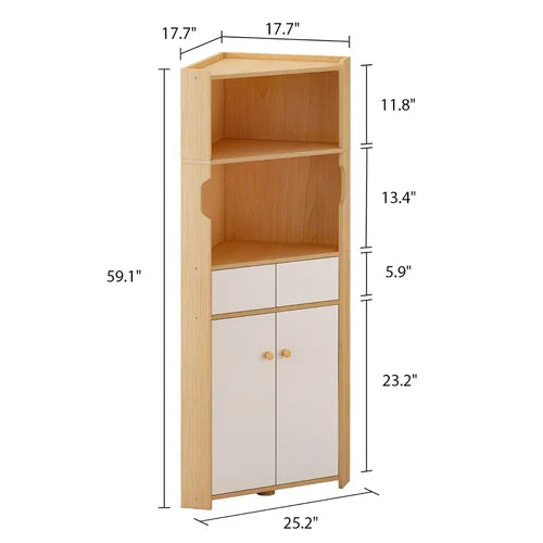 Wood 59.1'' Tall 4 - Door Corner Accent Cabinet Utilizing Corner Space