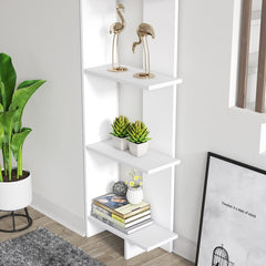 (5 Shelves) 67" H x 18" W x 9" D Corner Bookcase Five Shelves for Displaying All your Novels, Framed Photos, and Collected Curios