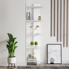 (5 Shelves) 67" H x 18" W x 9" D Corner Bookcase Five Shelves for Displaying All your Novels, Framed Photos, and Collected Curios