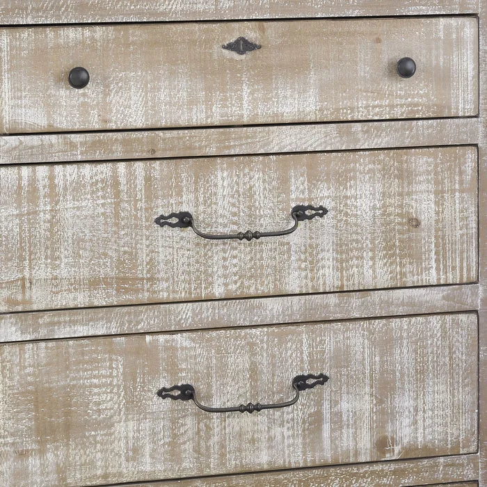 Chalk Lyra 5 Drawer 38'' W Solid Pine Wood Chest Distressed Finish
