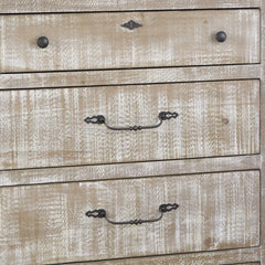 Chalk Lyra 5 Drawer 38'' W Solid Pine Wood Chest Distressed Finish