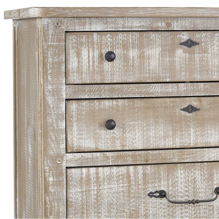 Chalk Lyra 5 Drawer 38'' W Solid Pine Wood Chest Distressed Finish