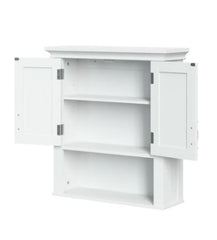 Two-Door Wall Cabinet, White Create More Space for Organizing your Bathroom Essentials