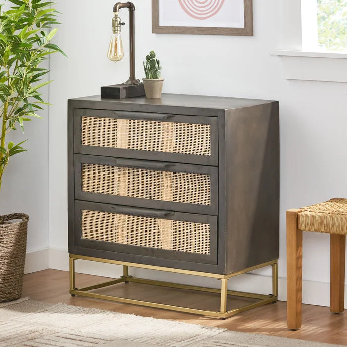 Mabel 28.5'' Tall Iron 3 - Drawer Solid Wood Accent Chest