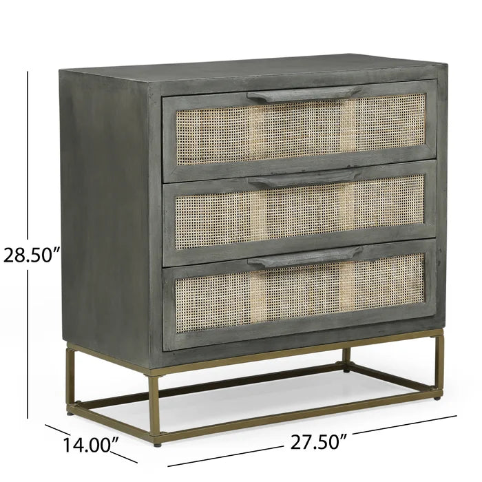 Mabel 28.5'' Tall Iron 3 - Drawer Solid Wood Accent Chest