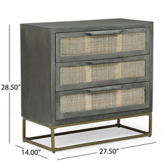 Mabel 28.5'' Tall Iron 3 - Drawer Solid Wood Accent Chest