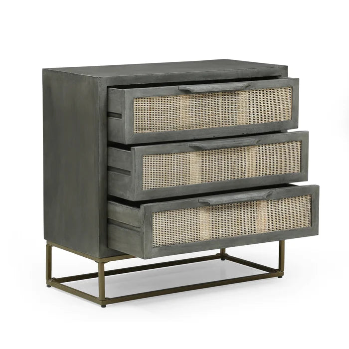 Mabel 28.5'' Tall Iron 3 - Drawer Solid Wood Accent Chest
