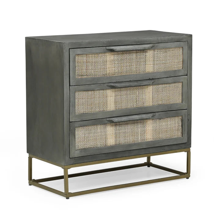 Mabel 28.5'' Tall Iron 3 - Drawer Solid Wood Accent Chest