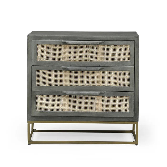 Mabel 28.5'' Tall Iron 3 - Drawer Solid Wood Accent Chest