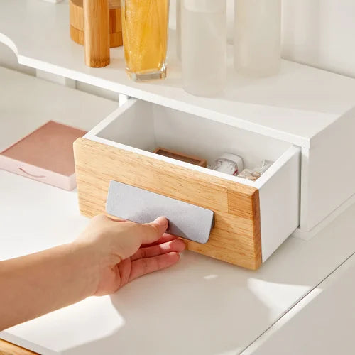 Vanity Set with Stool and Mirror Spacious Storage And A Comfortable Stool