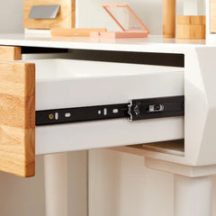 Vanity Set with Stool and Mirror Spacious Storage And A Comfortable Stool