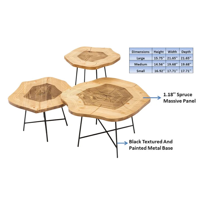 Solid Wood 3 Bunching Coffee Table differed tallnes Perfect for Living Room