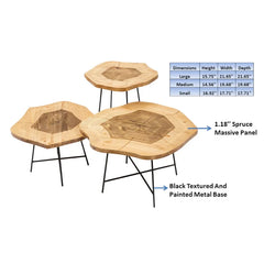 Solid Wood 3 Bunching Coffee Table differed tallnes Perfect for Living Room