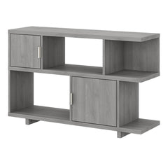 Geometric Bookcase from kathy ireland Home - Grey 4 Open Shelves 2 Small Storage Cabinets Each Tier Holds 50 lbs