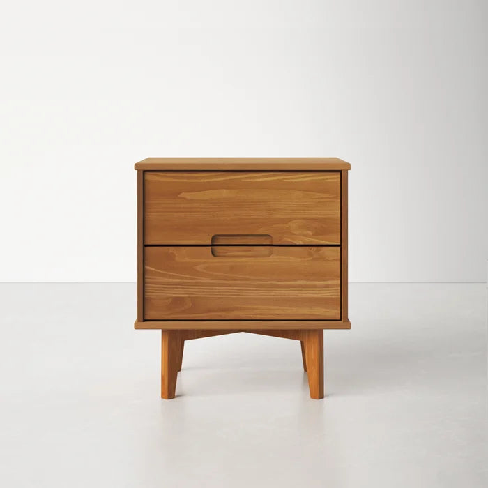Caramel Mags 21.94'' Tall 2 - Drawer Solid Wood Nightstand Modern Design