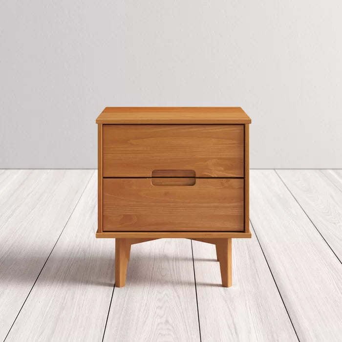 Caramel Mags 21.94'' Tall 2 - Drawer Solid Wood Nightstand Modern Design
