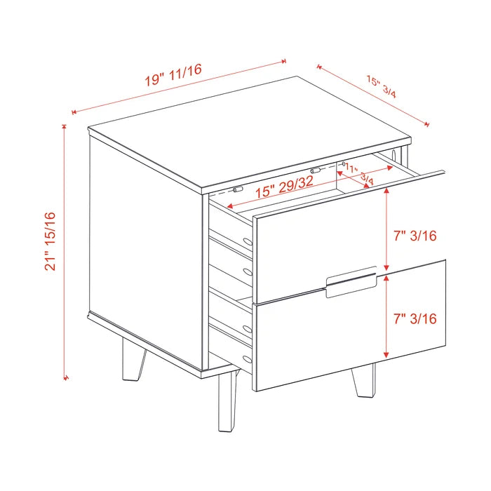 Caramel Mags 21.94'' Tall 2 - Drawer Solid Wood Nightstand Modern Design