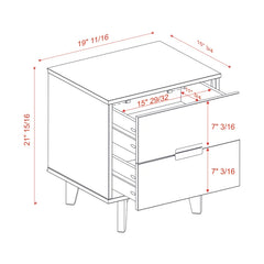 Caramel Mags 21.94'' Tall 2 - Drawer Solid Wood Nightstand Modern Design