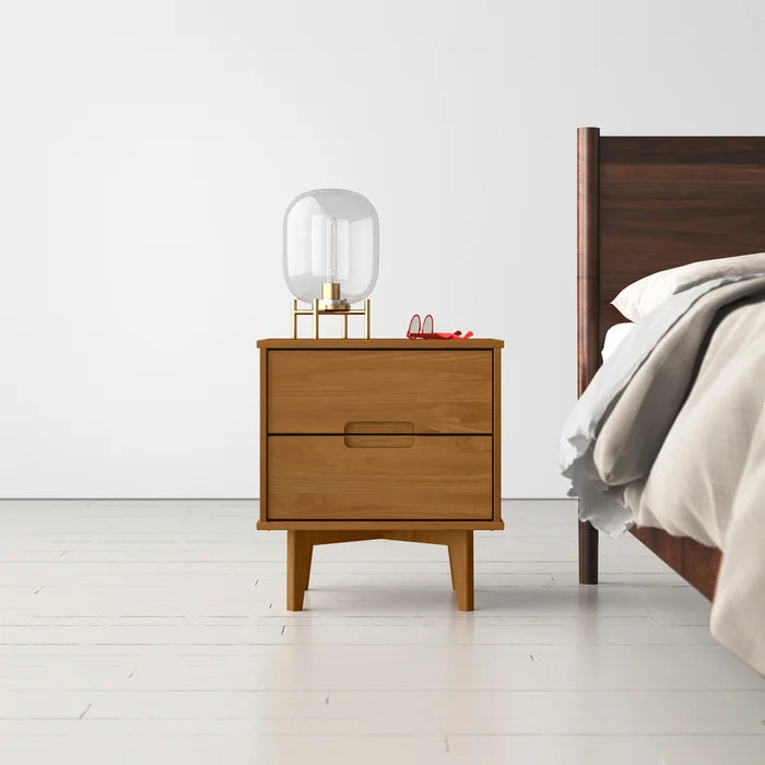 Caramel Mags 21.94'' Tall 2 - Drawer Solid Wood Nightstand Modern Design