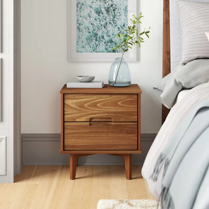 Caramel Mags 21.94'' Tall 2 - Drawer Solid Wood Nightstand Modern Design