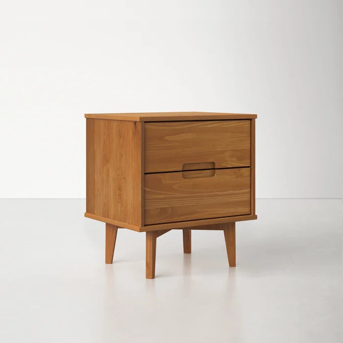 Caramel Mags 21.94'' Tall 2 - Drawer Solid Wood Nightstand Modern Design