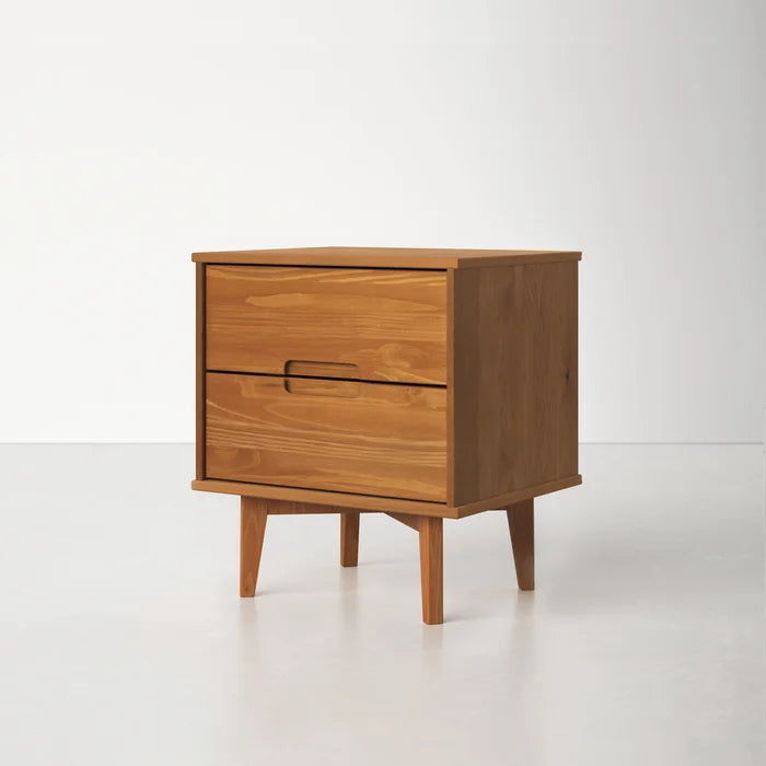 Caramel Mags 21.94'' Tall 2 - Drawer Solid Wood Nightstand Modern Design